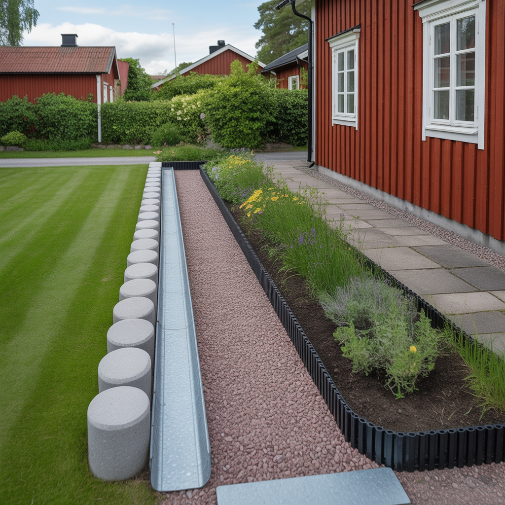 kantstod i tradgard jamforelse betong stal och plast